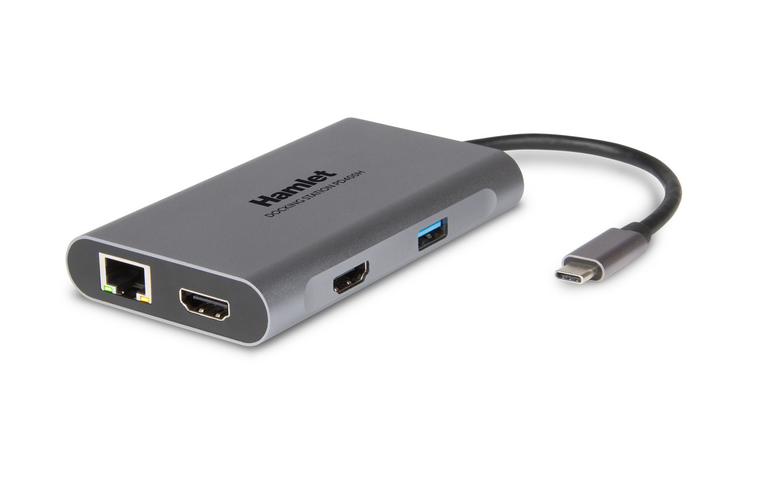 Hamlet HDKC-PD400H replicatore di porte e docking station per laptop Cablato USB 3.2 Gen 1 (3.1 Gen 1) Type-C Grigio