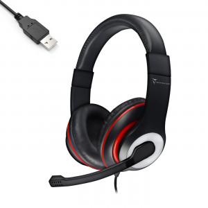 Techmade TM-SW799-USB Cuffie Cablato a Padiglione da Gaming USB tipo A Nero Rosso