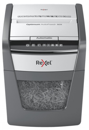 Rexel Optimum AutoFeed+ 50X distruggi documenti Triturazione incrociata 55 dB 22 cm Nero, Grigio