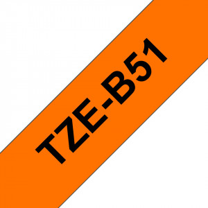 Brother TZE-B51 nastro per etichettatrice Nero su arancione fluorescente