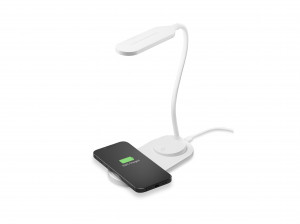 Cellularline Lampada a Led Lume con Caricabatterie Wireless 7.5W 10W Bianco