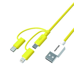Pantone PT-USB003Y1 cavo USB 1,2 m USB A USB C/Micro USB A/Lightning Giallo