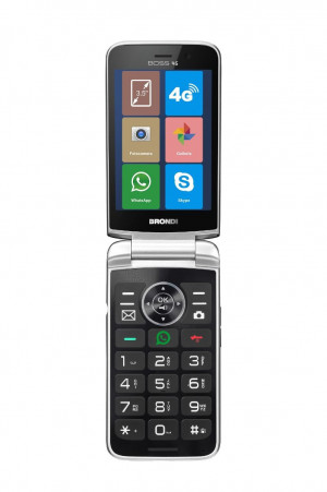 Brondi Boss 4G Telefono Flip con Maxi Display Cellulare Basico a Conchiglia Bianco Venduto come Grado A 8015908780017