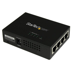 StarTech.com POEINJ4G Moltiplicatore di Rete Iniettore midspan Gigabit Power over Ethernet a 4 porte di Rete Nero