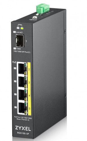 Zyxel RGS100-5P Non gestito L2 Gigabit Ethernet (10/100/1000) Supporto Power over Ethernet (PoE) Nero