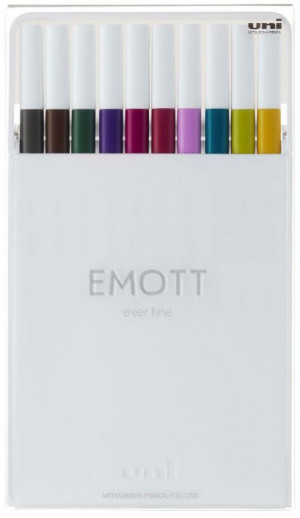 Uni-Ball Emott evidenziatore 10 pz Blu, Marrone, Verde, Grigio, Viola, Rosso, Viola, Giallo