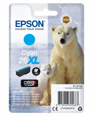Epson Polar bear C13T26324012 cartuccia d'inchiostro 1 pz Originale Resa elevata (XL) Ciano