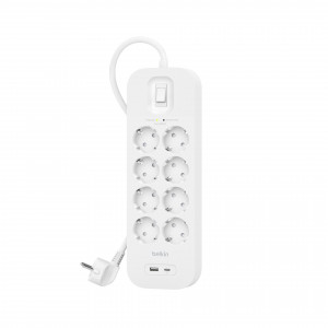 Belkin SRB003VF2M Multipresa Montabile a Parete 8 Prese AC 2 m Bianco