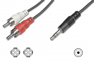 ASSMANN Electronic 3.5mm - 2x RCA, M/M, 1.5 m cavo audio 1,5 m 2 x RCA Nero, Rosso, Bianco
