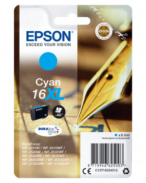 Cartuccia di Inchiostro Epson C13T16324010 T1632 DURABrite Ultra 16XL Ciano per WorkForce WF 2010 W WF 2510 WF