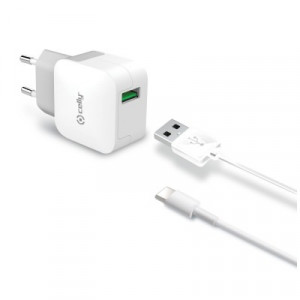 Celly TCUSBTYPEC Caricabatterie Travel Charger Universale Bianco
