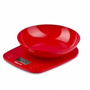 Girmi PS01 Bilancia da Cucina Elettronica Superficie Piana Rotondo Rosso