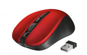 Trust 21871 Mouse Ambidestro RF Wireless Ottico 1800 DPI Nero Rosso