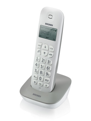 Telefono Cordless Brondi Gala DECT Identificatore di Chiamata Grigio Bianco