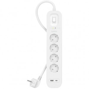 Belkin SRB001VF2M Multipresa Montabile a Parete 4 Prese AC 2 m Bianco