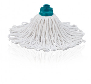 Leifheit 52070 Testina Sostitutiva Lavapavimenti a Frange Cotone Classic Mop Cotton Bianco