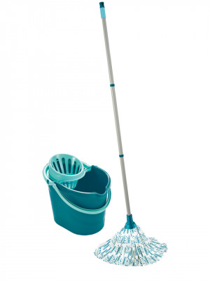 Set Classic Mop Pavimenti Leifheit LFH56792 In Viscosa Con Fibre Assorbenti e Secchio Turchese