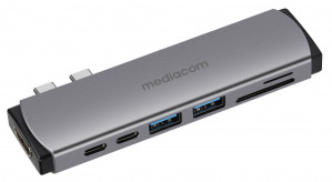 Mediacom MD-M201 replicatore di porte e docking station per notebook Cablato USB 3.2 Gen 1 (3.1 Gen 1) Type-C Alluminio